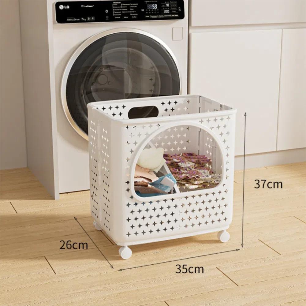 

Портативная складная корзина для белья на колесиках, корзина для грязной одежды, для дома White-1Layer