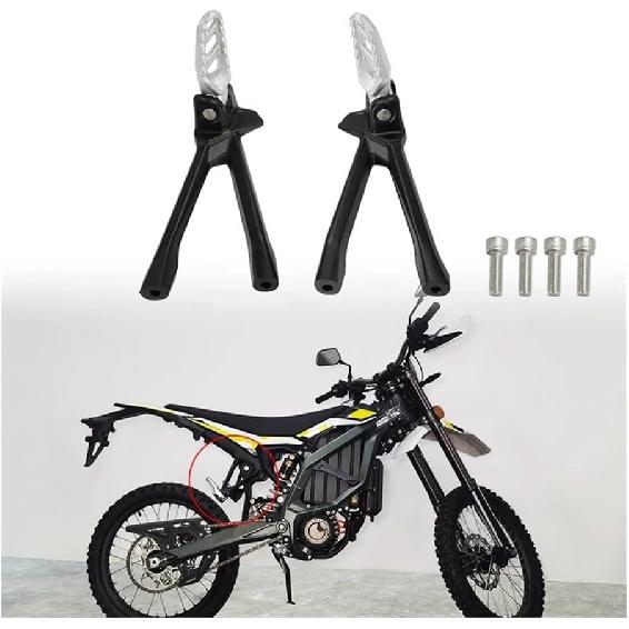 Sur Ron Ultra Bee Rear Foot Pegs Kit - Black Metal Foldable Pedals for Electric Motorcycle