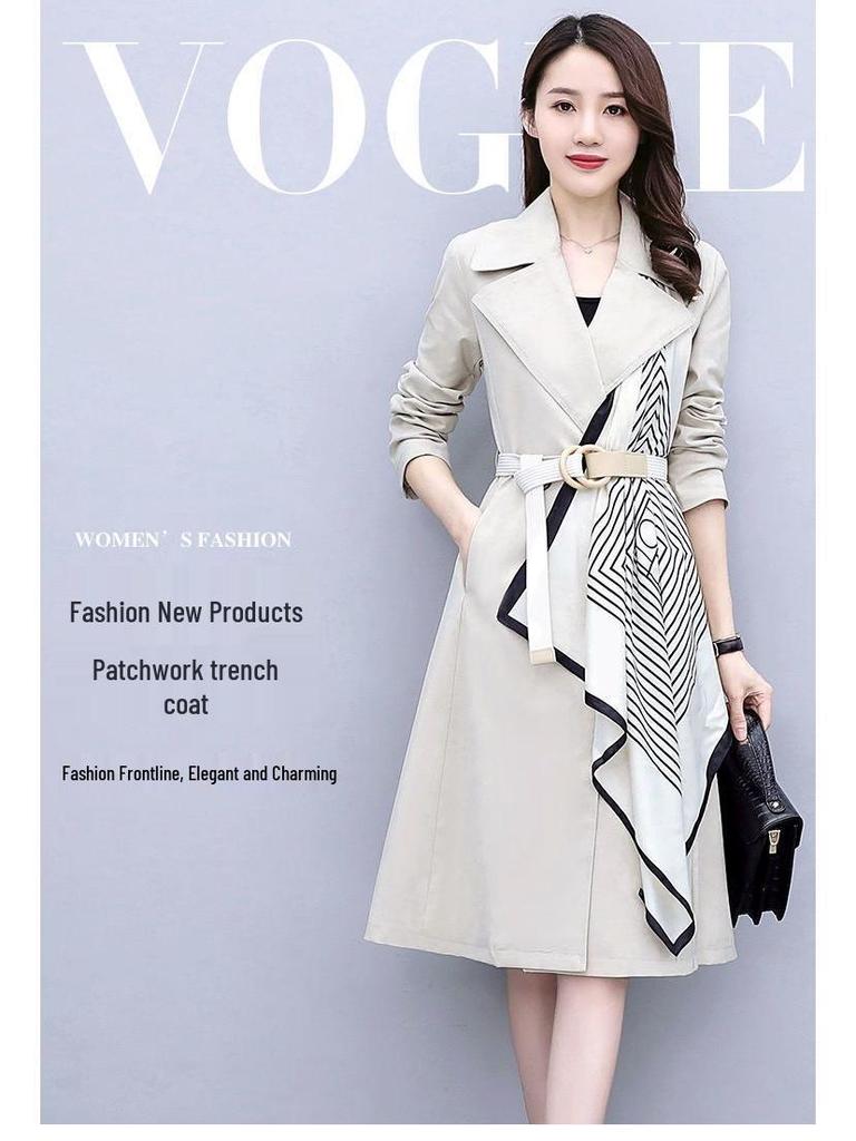 2025 Women's Mid-Length Trench Coat - Stylish, Age-Reducing, Plus Size, Loose-Fit for Spring and Autumn