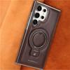 Applicable To Samsung S24Ultra Mobile Phone Case Racket Holder Galaxy Magnetic Suction S23plus Creative 24 + Men's Leather Case