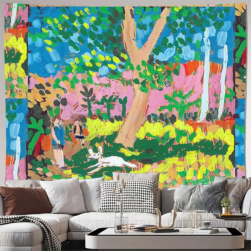 

Vintage Tapestry Wall Hanging Nature Forest Trees Landscape Bohemian Home Decor Aesthetic Room Wall Art Gift 74x94cm(29x37in)