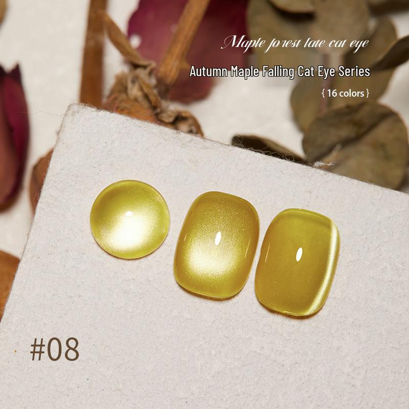 Baoshiman Maple Forest Cat Eye Nail Polish Gel - 2025 Sparkle Glass Beads Silk Nail Art