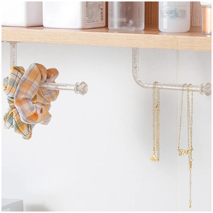 New Crystal Wall Hair Rope Holder Rack Multi-purpose Jewelry Necklace Bracelet Organizer Stand Wall Key Cloth Bag Hanger Hook