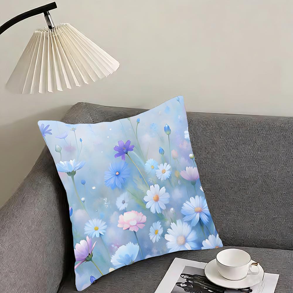 Little Flowers INS Cushion Cover Pillowcase Ultra Soft Skin Friendly Fabric Cloud Like Comfort  Concealed Zipper