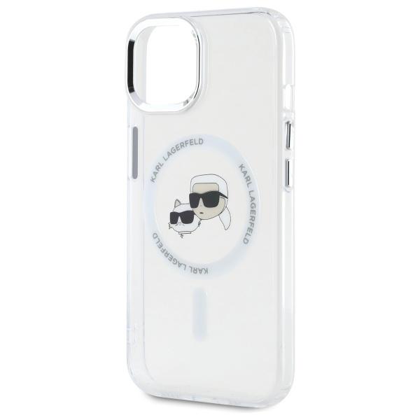 Karl Lagerfeld Klhmp15Shlskch Iphone 15  6.1 Biały/White Hardcase Iml Metal Karl&Choupette Head Magsafe