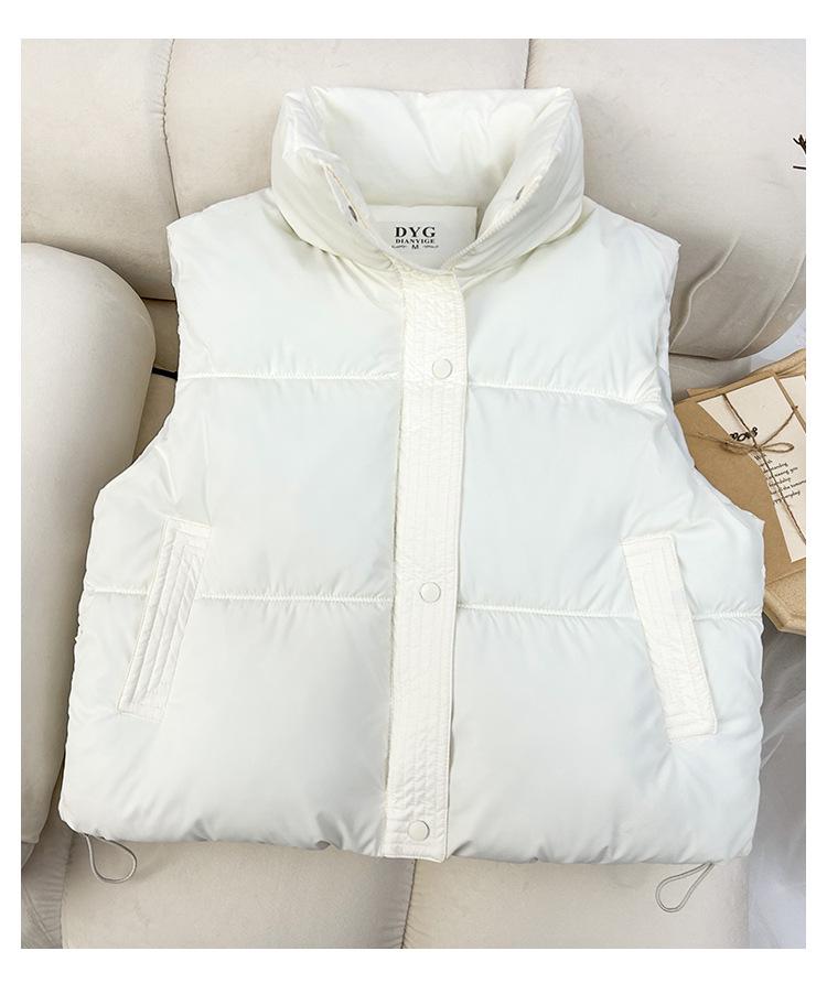 2024 Trendy Loose Stand-Up Collar Cotton Vest: Sleeveless Autumn/Winter Outerwear