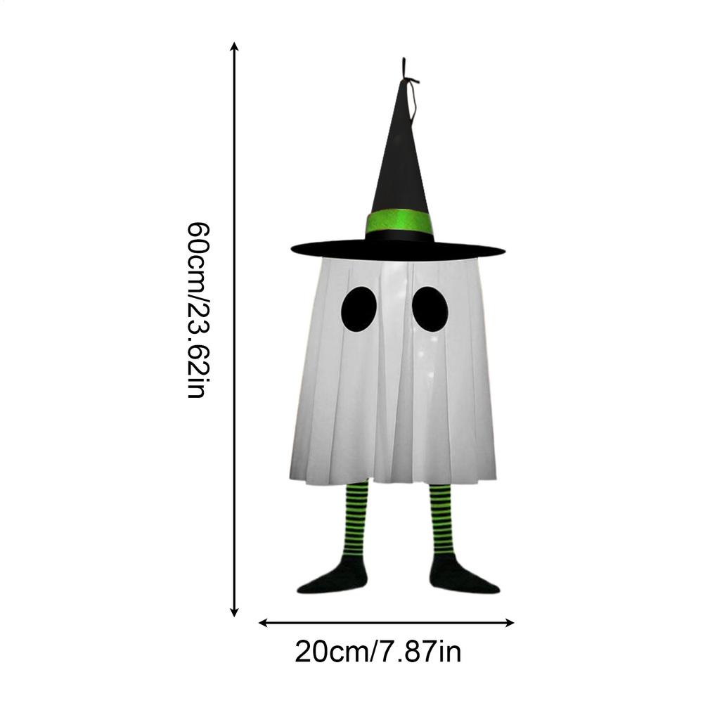 

Halloween Ghosts Ornament Glowing Ghosts Pendant Decor With Witch Hat for Tree Horror Holiday Decorations Halloween Ornament for зелёный
