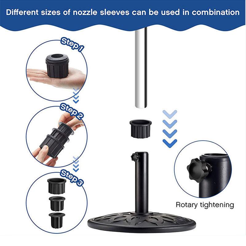 Plastic Umbrella Base Adapter With Screw Fixing For Solar Umbrella Stand And Support Pole