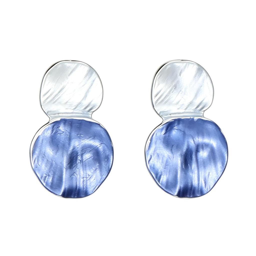 Explosive double round splicing hand-painted enamel color corrugated texture design stud earrings daily versatile personalized earrings