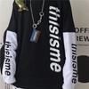 Fake Two-piece Original Diablo Anime Letter Printed Top Spring and Autumn Loose Hip-hop All-match Men's Long-sleeved T-shirt