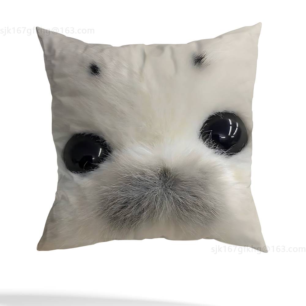 Seal Sea Cute Funny Pillow Case Anti-dustmite Pillowcase Invisible zipper silky short plush Sofa cushion cover