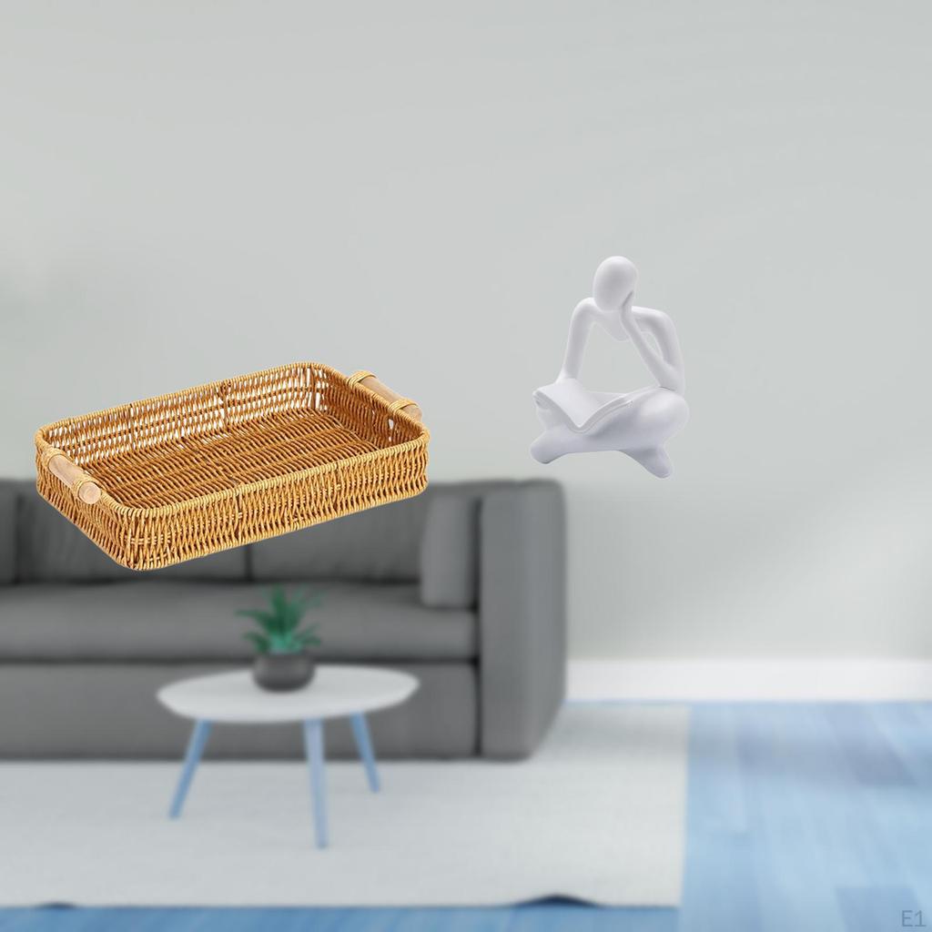 Fruit Basket Bread Plate Abstract Thinker Statue Snack Bowl Desktop Tabletop Living Room Shelf