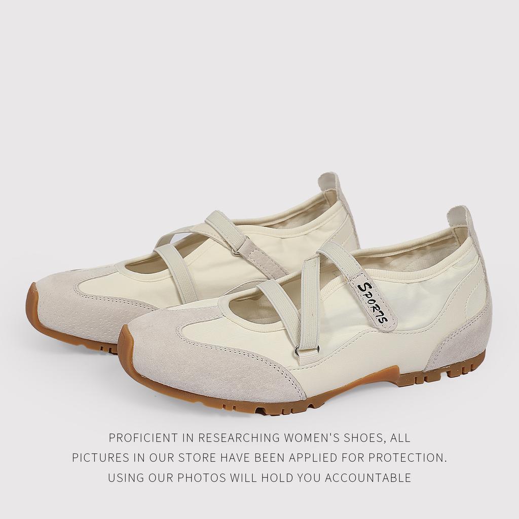 Retro Versatile Mary Jane Shoes Women'S Velcro FlatSoled Single Shoes Casual Sports Moral Training Shoes