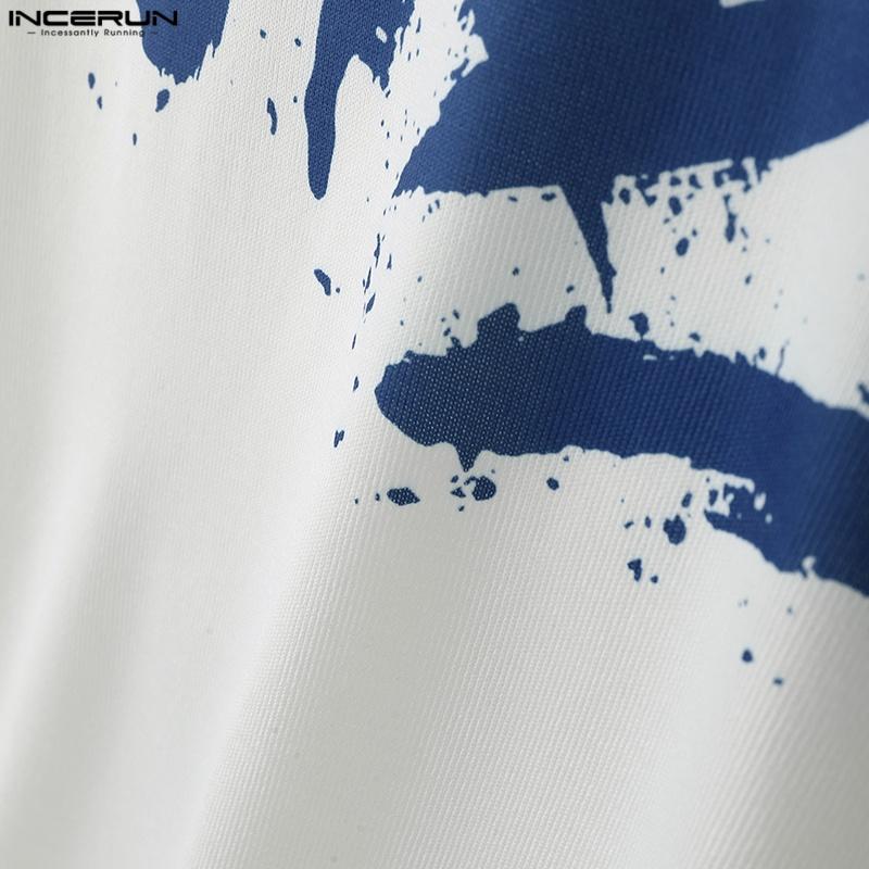 INCERUN Men Stand V Neck Sleeveless Letter Print Casual Rib Tank Tops 