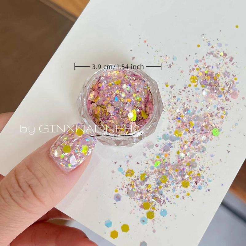 1Box Heart Star Colorful Nail Glitter Dopamine 3D Nail Art Charm Decoration Jewelry Manicure Accessory