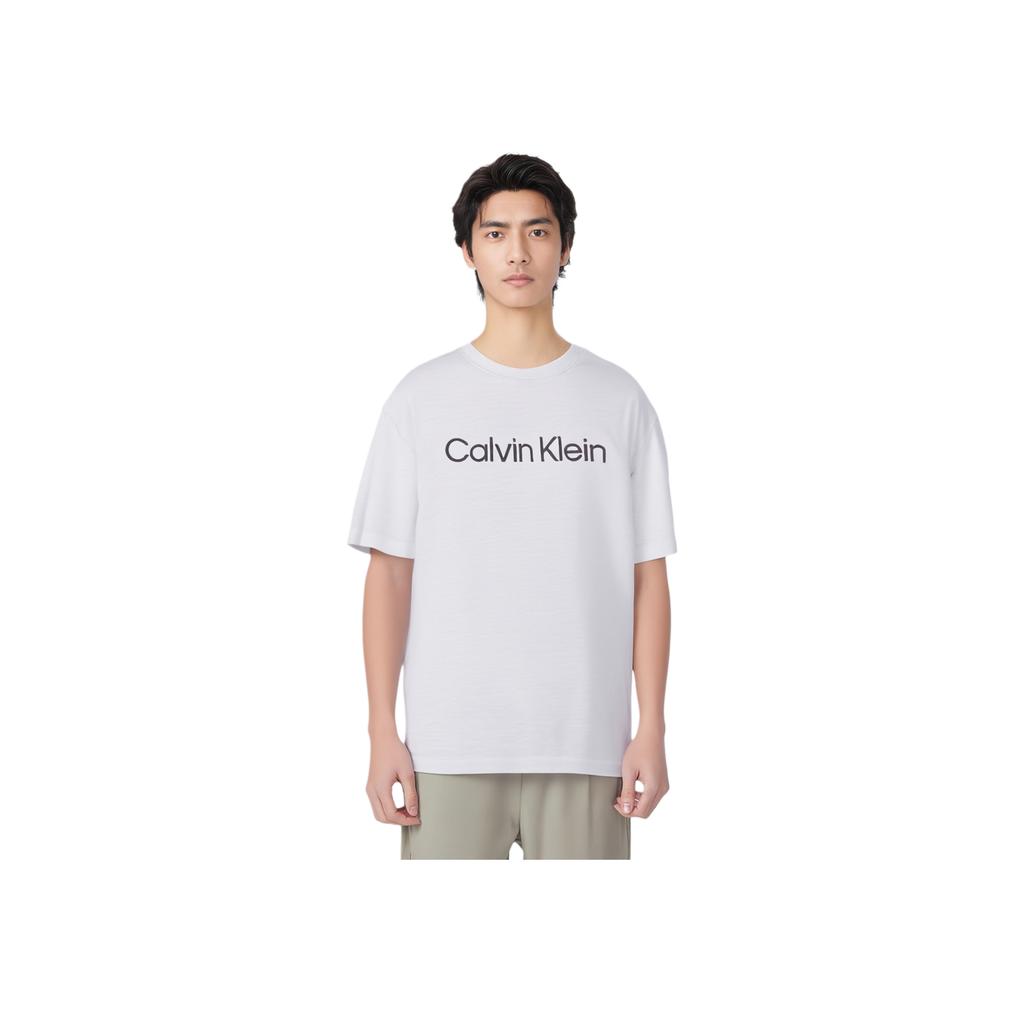 Calvin Klein Comoda T-shirt Semplice a Maniche Corte con Lettera Uomo Top Bianco 000NM2501E-O76