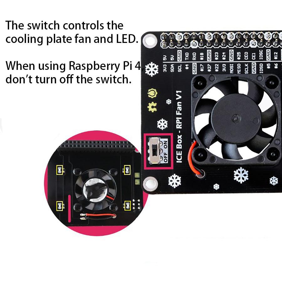 For Raspberry Pi 4B/3B+/3B Case Extension Board Heat Sink with Cooling Fan
