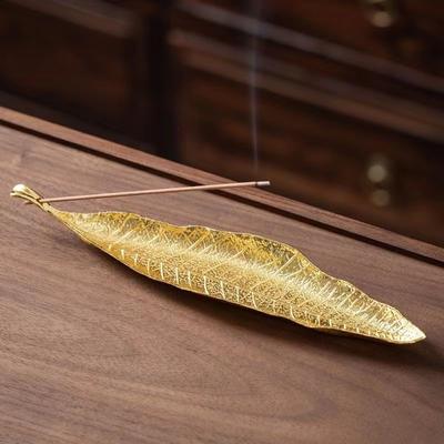 Gold Leaf Incense Burner Creative Alloy Wire Incense Stick Incense Burner Home Decoration Zen Desktop Ornaments