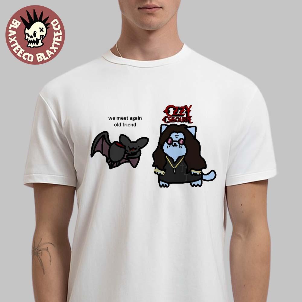 Ozzy Osbourne Meet The Bat  RIP Old Friend Tribute Rock Legend S-4XL Unisex T-Shirt XXXXL