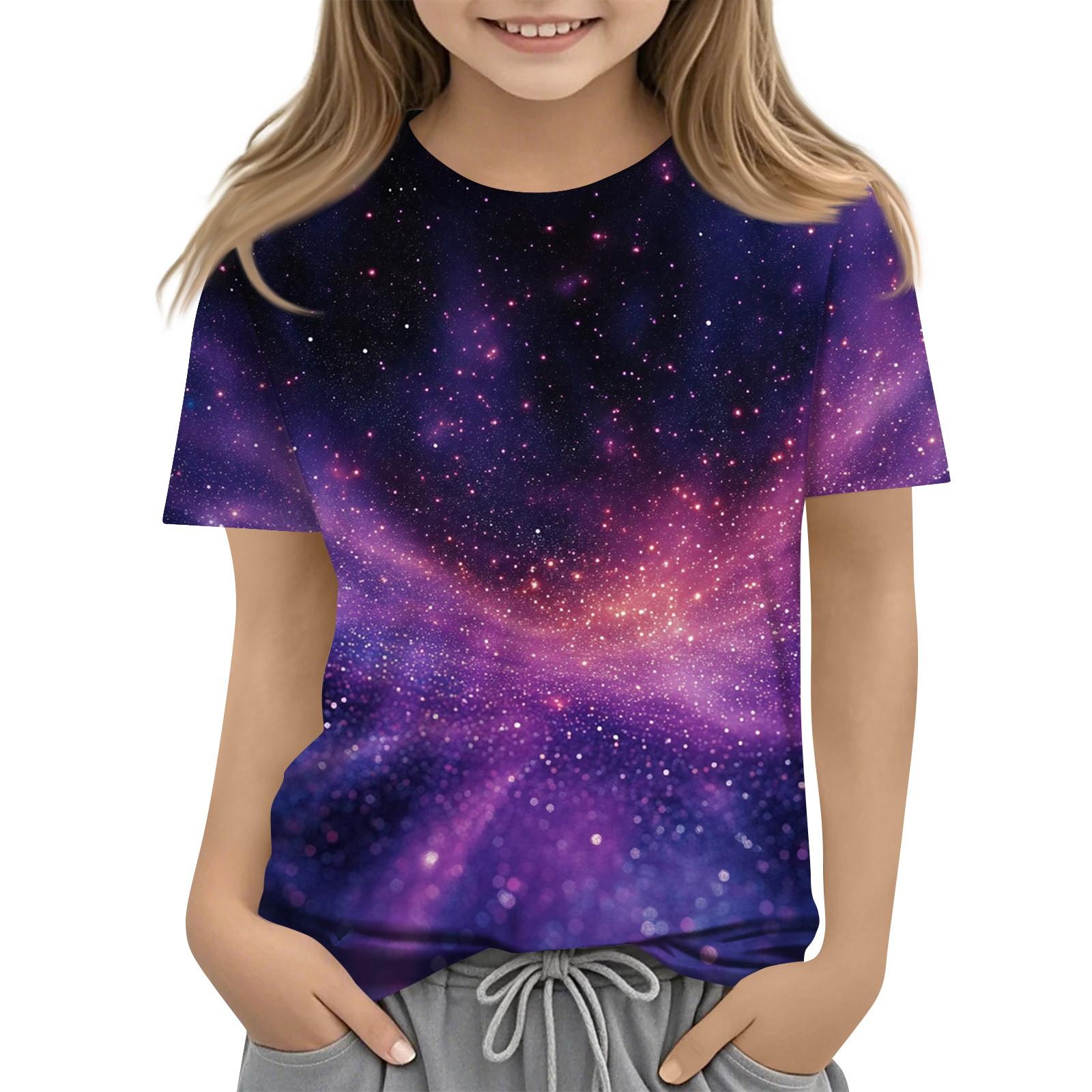 

Сорочка для малюків, дівчаток, хлопчиків, милі футболки з принтом у зоряному небі, дитячі сорочки 1–15 років 110 шафрановий