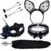 Niedlicher Fuchsschwanz Anal Plug Maske Katzenohren Stirnbänder Set Erotikspiele Nippelclip Halsband Erotik Cosplay Sexspielzeug für