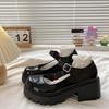 Talons Plateformes Chaussures Mary Jane Simples Lolita Chaussures à Talons Plateformes Noires Étudiant Collège Doux Talon Moyen Femmes Chaussures Simples