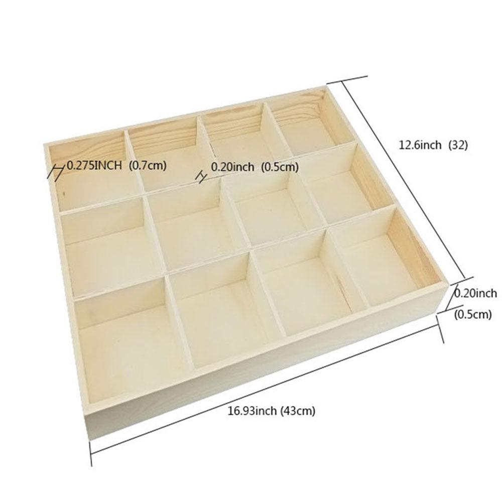 Multi-Grid Wooden Desktop Storage Tray