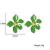 Beige Green Enamel Flower Women's Earrings Irregular Petals Plant Element Drop Earrings for Female Korean Fashion Ear Decor