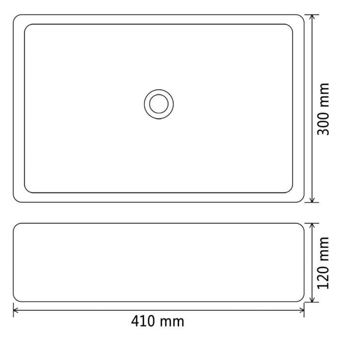 VidaXL Ceramic Rectangular Black Washbasin Bathroom Sink Toilet 142734