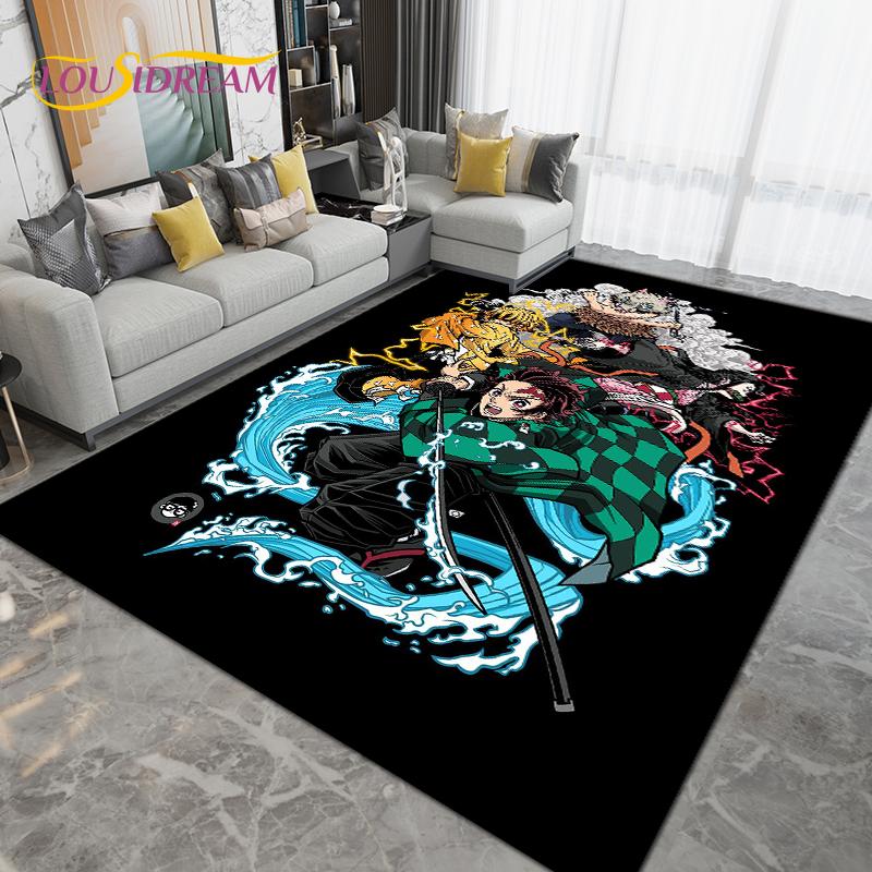 Cartoon Demon Slayer Area Rug Large,Carpet Rug for Living Room Children's Room Decoration,Kids Play Crawl Non-Slip Floor Mat