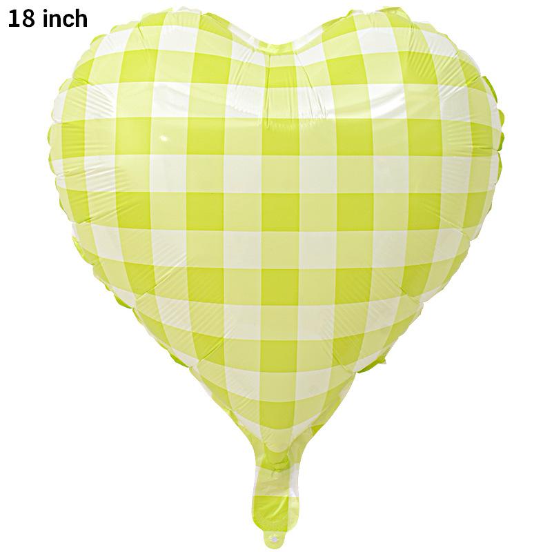 

Wind Korean Love Aluminum Film Balloon Grid Stripe Mesh Heart Birthday Scene Arrangement Photo Props 18 inch square love, green