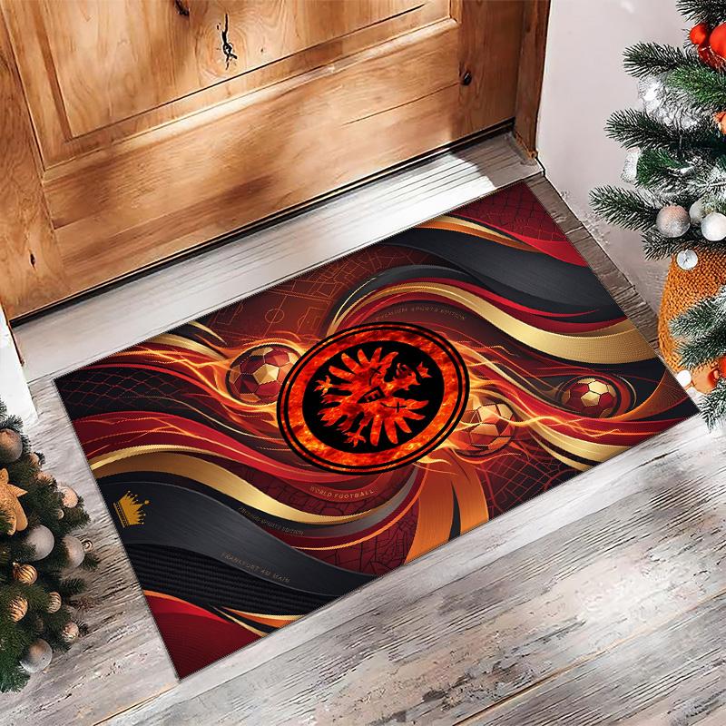 Eintracht Frankfurt Football Print Crystal Velvet Rug, Comfortable Water Absorbent Non Slip Indoor Floor Carpet