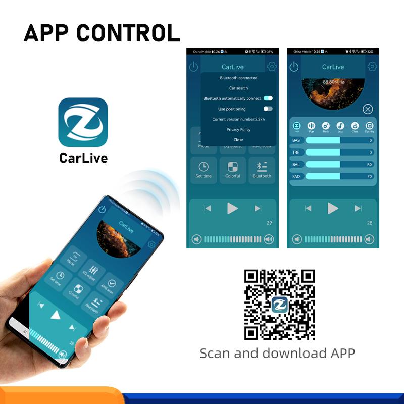 New Multifunctional 1 DIN Car Radio Bluetooth App Control USB MP3 Player TF Aux-in FM Receiver High Power 7 Color Lighting Head Unit with Fast Charge