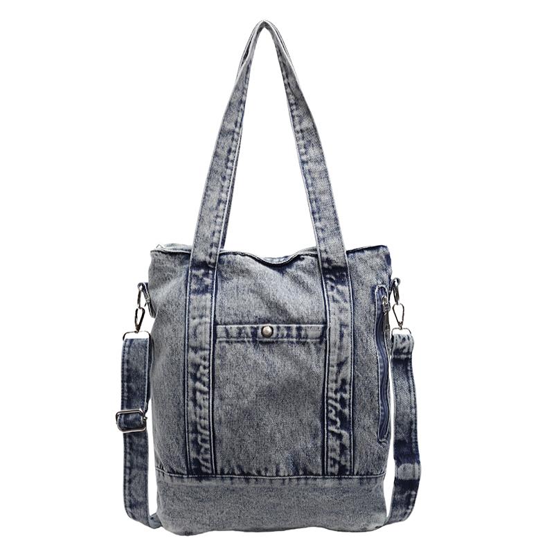 Denim Tote Bag Women Shoulder Bag Vintage Handbag