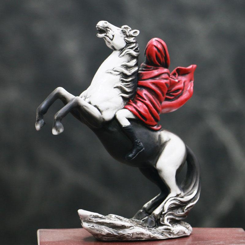 Vilead Banksy Red Knight Statue Horse Figurines Street Graffiti Art Modern Pop Living Room Bookshelf Cabinet Office Decoration