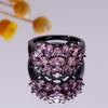 CopperFinger Ring for Women Luxury Bright Pink Zirconia Jewelry Aesthetic Flower Accessories