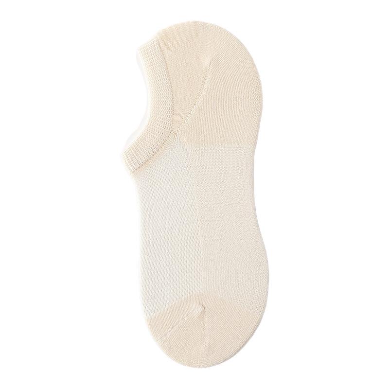 Women's Cotton Summer Breathable Mesh Invisible Socks with Silicone Anti-slip and Non-slip Heel, Ultra-thin Style, Odor-resistant Socks