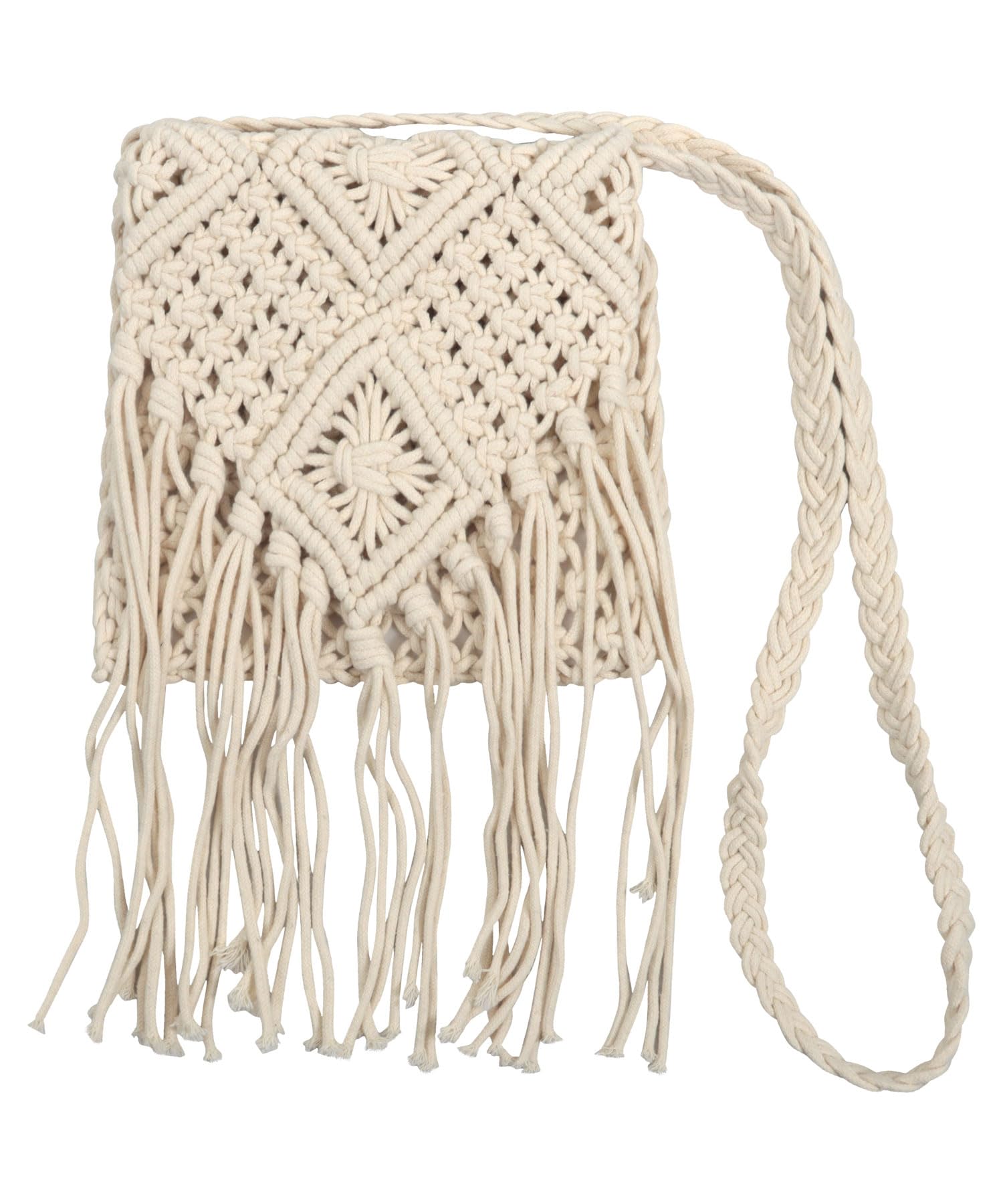 

Kobe Lettuce Bohemian Fringe Shoulder Bag for Women, Summer, Resort, Travel [B1618] Free Size, Ivory