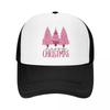 Bonés de Baseball de Malha Rosa com Árvore de Natal Gráfica para Festa, Acampamento, Feminino, Chapéu de Balde de Praia Feminino, Boné Trucker Hip Hop
