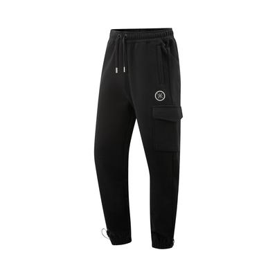 Li Ning Wow Wade Series Devil Fish Fleece Warm Loose Skin-Friendly Soft Comfortable Letter Pattern Lace-Up Knitted Sports Pants Men Pants AKLV785-1
