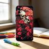 R-Red Rose Skull Phone Case For Samsung S25,S24,S21,S22,S23,S30,Ultra,S20,Plus,Fe,Note,10,9,5G Black Cover