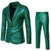 Heren Glanzende 2-delige Pakken Blazer Broek Terno Masculino Mode Feest DJ Club Kleding Smoking Pak Heren Podium Zanger Kleding
