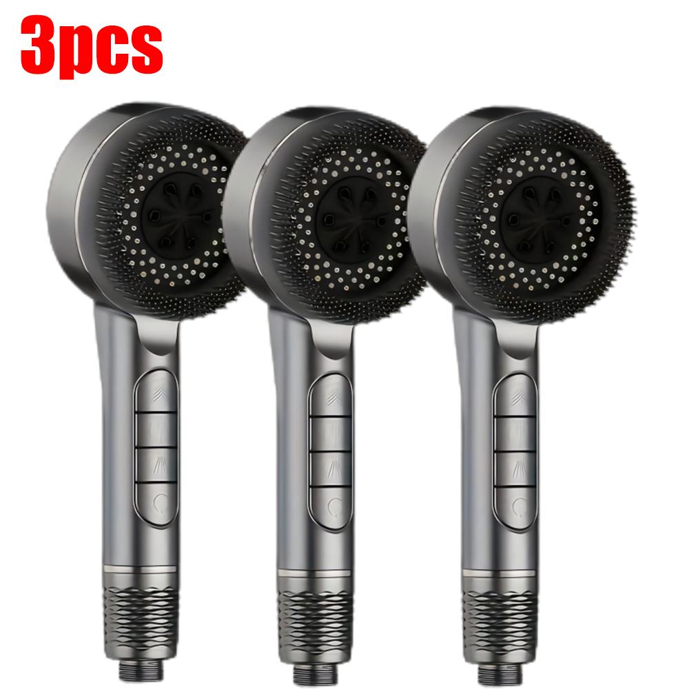 4 Modes Massage Brush Shower Head Large Flow High Pressure Water Saving Handheld Showerhead One-Key Stop Water Shower Nozzle
