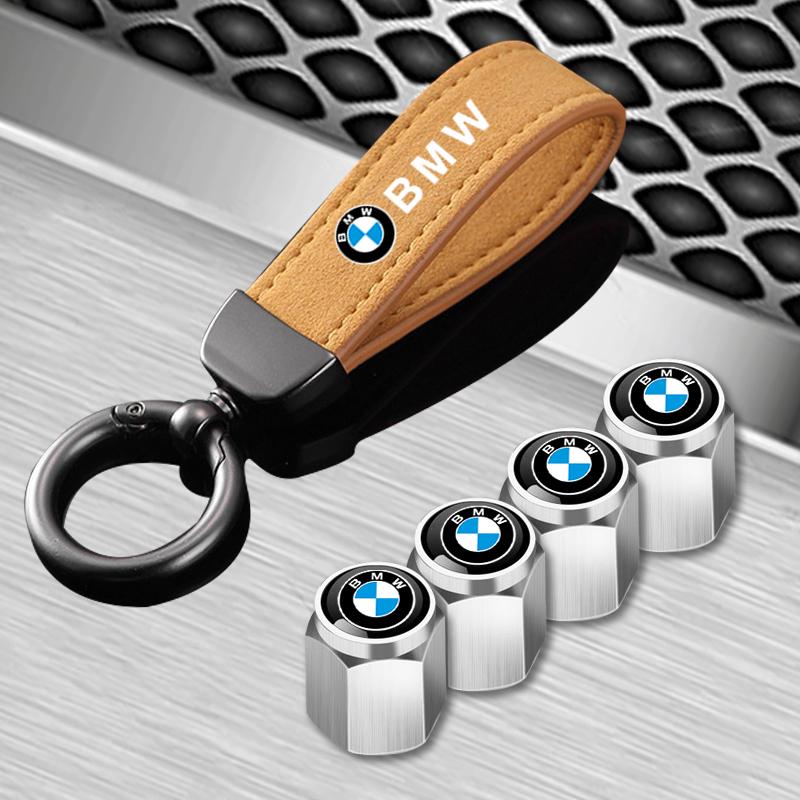 Car Wheel Tire Valve Stems Cap With Keychain Keyring Badge For BMW M E46 E90 E60 F30 F10 E39 E36 F20 G30 G20 E87 E92 E91 E30