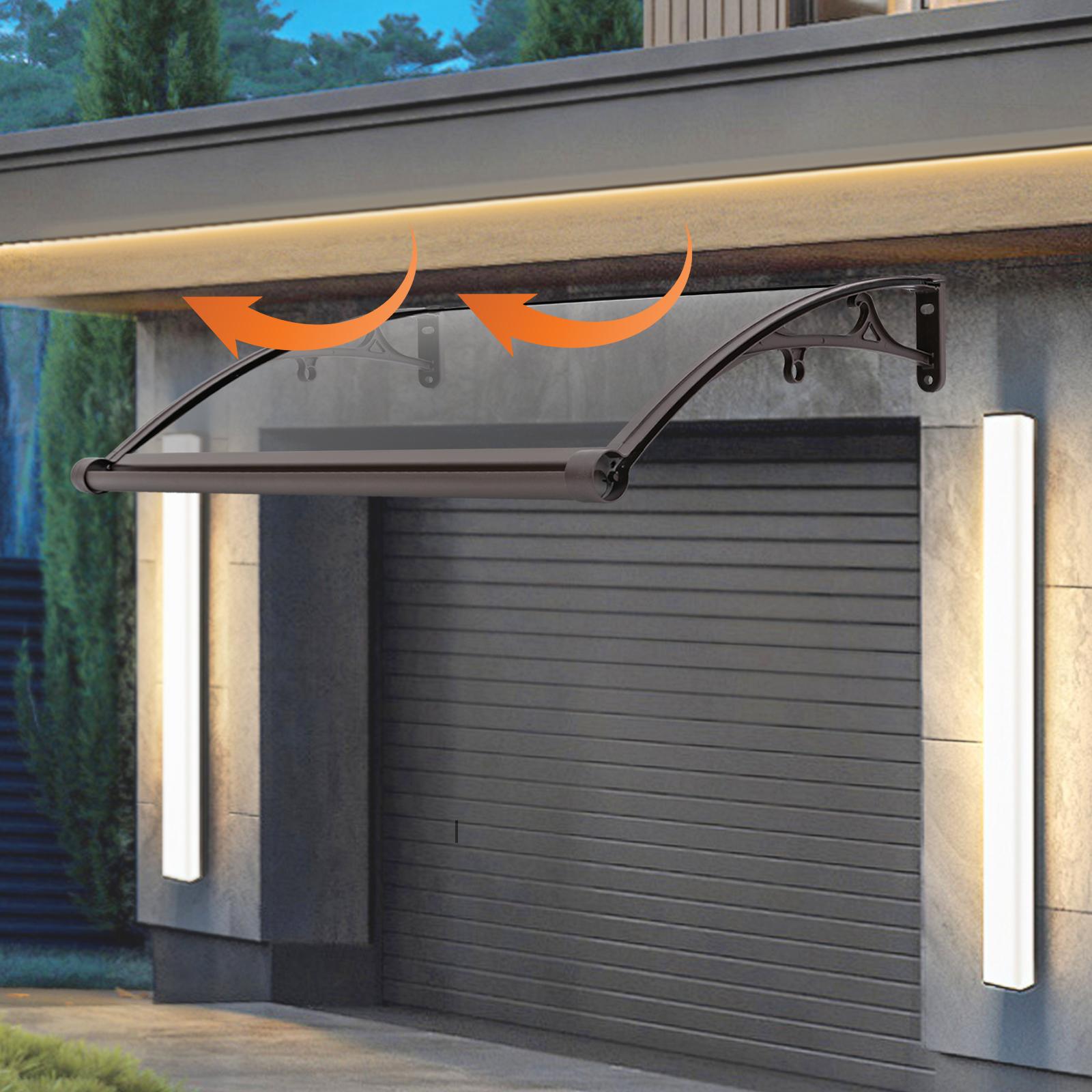 

Козырьки для дверей Навес для входной двери Задний с большим раковиной, Козырек для защиты от УФ-излучения, града, дождя, снега, Защитный полый лист (Кофе и Загар) кофейный