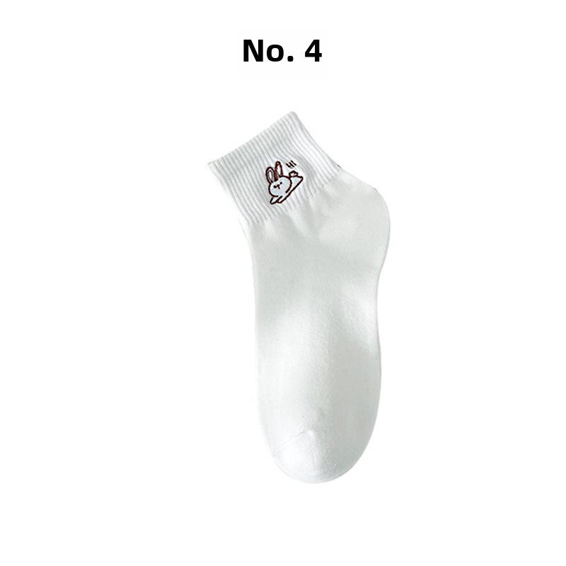 

Женские хлопковые носки на весну и осень — японский стиль, чистый цвет, милая вышивка в виде мультяшного кролика, средняя длина. One Size