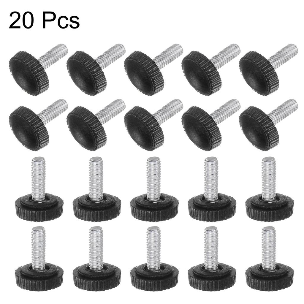 uxcell 20pcs M4x14mm Female Threaded Knobs with Null Thumb Screw Clamping Knobs Plastic Handle Knobs Threaded Studs Black