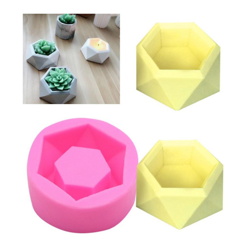 Sechseckige Silikonform DIY Blumentopf Vase Form Büro Dekoration Ton Aromatische Gipsform
