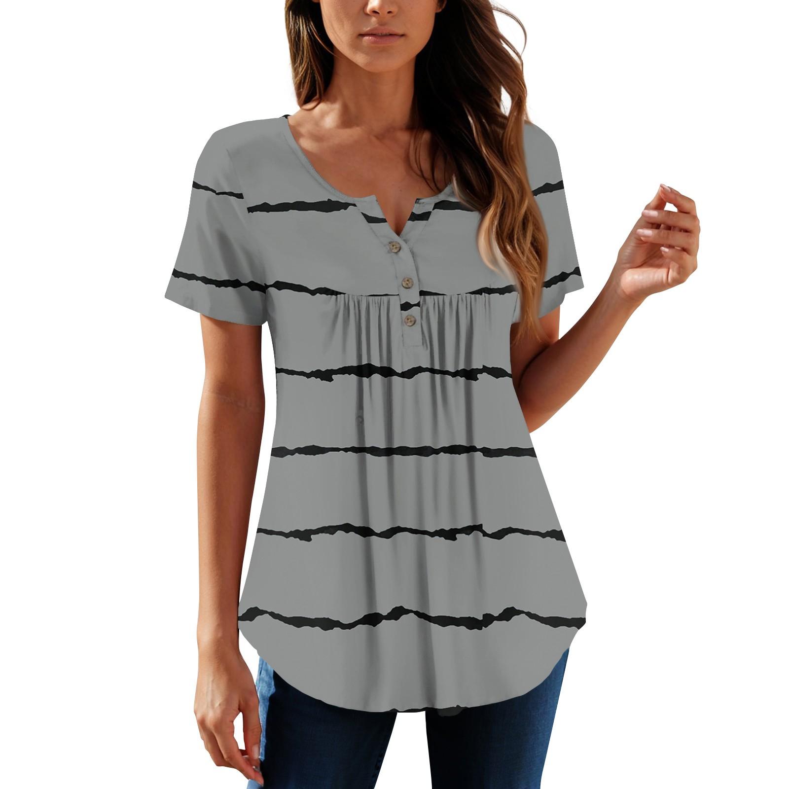 

Женские туники, топы, нарядные, повседневные, летние, рубашки с коротким рукавом, свободный крой, плиссированный топ в стиле бохо M