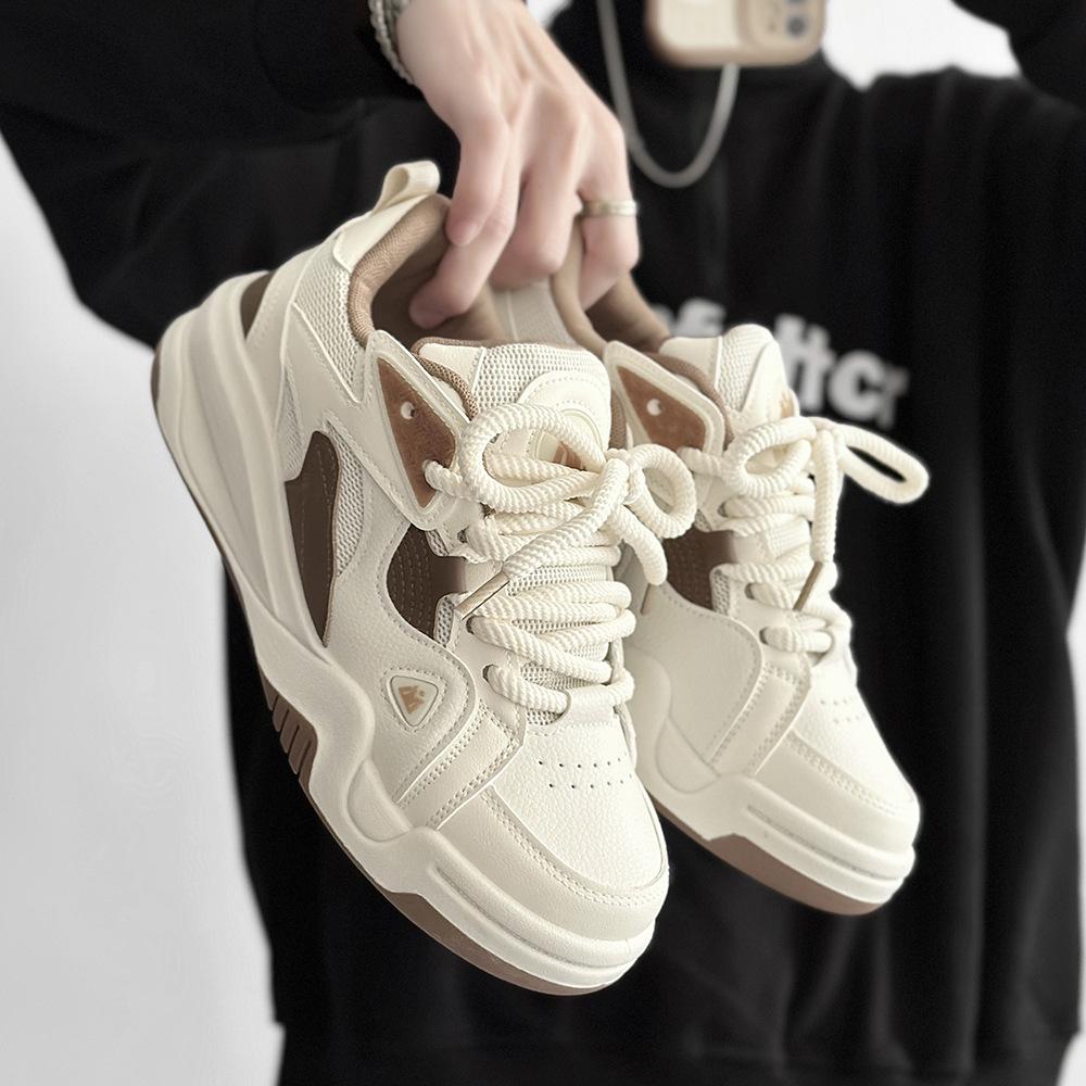 

2025 new niche design bread tide shoes men s casual board shoes student platform lace-up large size men s shoes 45
